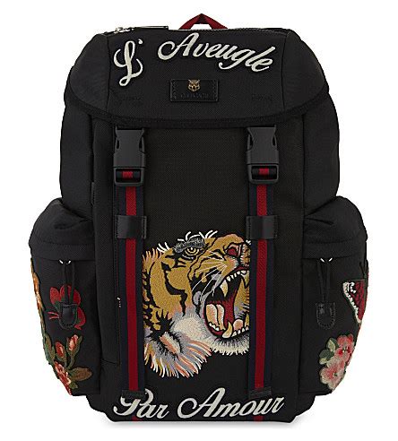 gucci embroidered tiger backpack|Gucci Gucci Tiger embroidery backpack .